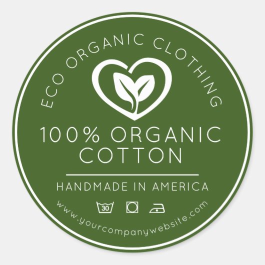 Sticker Rond Feuilles de coton bio dans une entreprise verte (Devant)