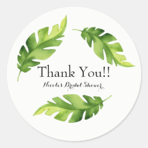 Sticker Rond Feuilles de Jungle Tropicale Luau Faveur de Fête d
