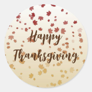 Sticker Rond Feuilles de l'érable de Thanksgiving