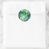 Sticker Rond Feuilles de Monstera Tropical (Sac)