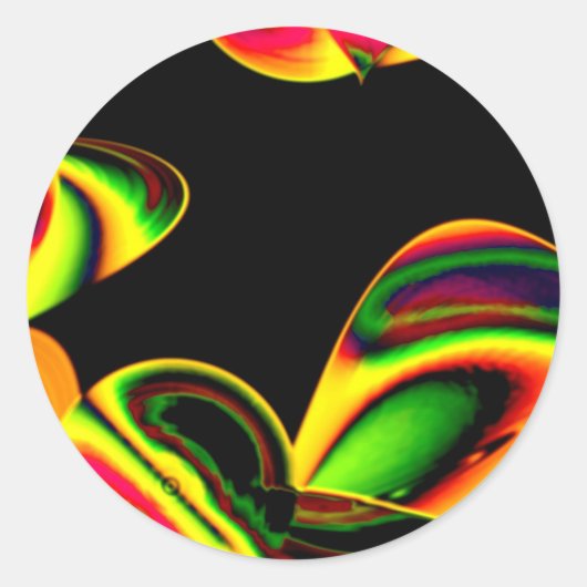 Sticker Rond Feuilles de néon (Devant)