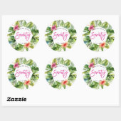 Sticker Rond feuilles de palme tropicale 70e anniversaire autoc (Feuille)