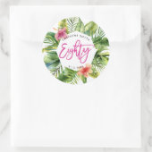 Sticker Rond feuilles de palme tropicale 80e anniversaire autoc (Sac)