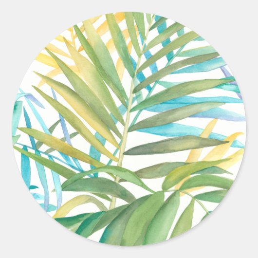 Sticker Rond Feuilles de palmiers tropicaux (Devant)