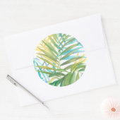 Sticker Rond Feuilles de palmiers tropicaux (Enveloppe)