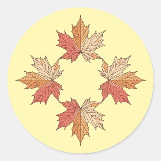 Sticker Rond Feuilles d'érable d'automne géométrie (Devant)