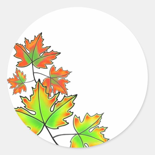 Sticker Rond Feuilles d'érable multicolores (Devant)