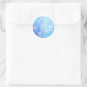 Sticker Rond Feuilles d'hiver bleu et flocons de neige Elegant  (Sac)