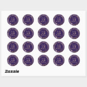 Sticker Rond Feuilles d'or violet élégant 50e anniversaire (Feuille)