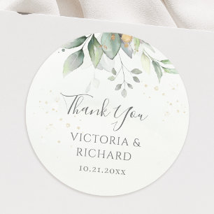 Sticker Rond Feuilles dorées de verdure d'eucalyptus Mariage Re