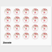 Sticker Rond Feuilles en bambou rouge et mousse Mariage chinois (Feuille)