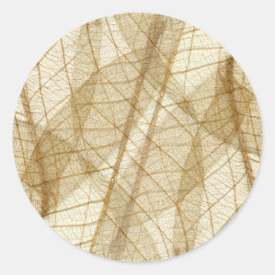 Sticker Rond Feuilles en dentelle beige crème pâle