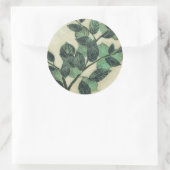 Sticker Rond Feuilles et succursales sur Arrière - plan de crèm (Sac)