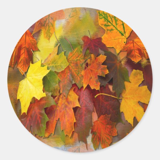 Sticker Rond Feuilles FALLEN ~ Scellers/Stickers Enveloppe (Devant)