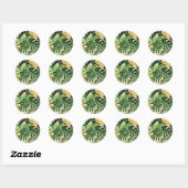 Sticker Rond Feuilles florales/hawaïennes/tropicales (Feuille)