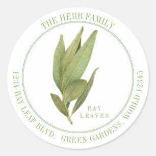 Sticker Rond FEUILLES FRESH BAY Large Round Address Seals