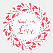 Sticker Rond Feuilles rouges & Branches Citation d'amour faite  (Devant)