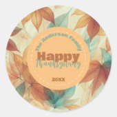 Sticker Rond Feuilles saisonnières d'automne Nom de famille de  (Devant)