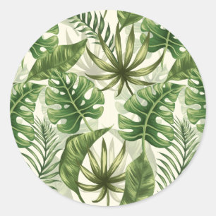 Sticker Rond Feuilles tropicaux