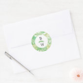 Sticker Rond Feuilles tropicaux en aquarelle (Enveloppe)