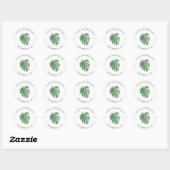 Sticker Rond Feuilles tropicaux | Mariage vert et blanc (Feuille)