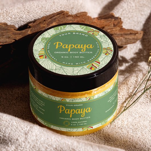 Sticker Rond Feuilles tropicaux Retro Circle Cosmétiques Étique