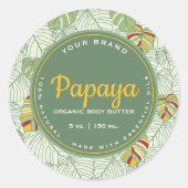 Sticker Rond Feuilles tropicaux Retro Circle Cosmétiques Étique (Devant)
