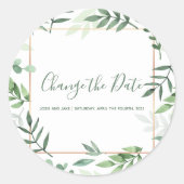 Sticker Rond Feuilles vertes Modifier la date mariage enveloppe (Devant)