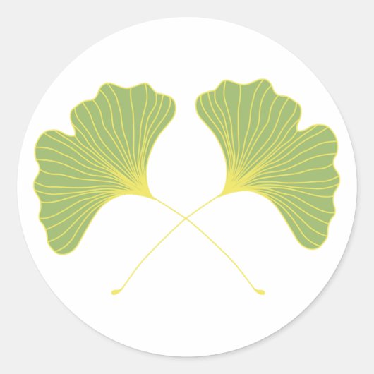 Sticker Rond Feuilles verts de printemps de l'arbre Ginkgo (Devant)