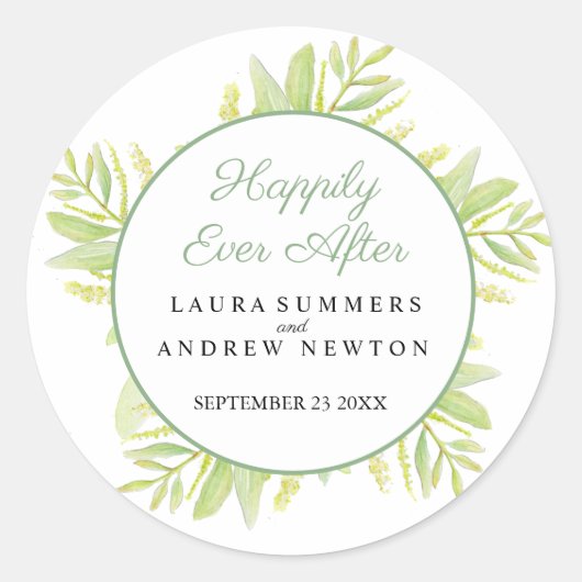 Sticker Rond Feuilles verts eucalyptus heureux après (Devant)