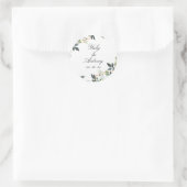 Sticker Rond Feuilles verts, Mariage moderne botanique (Sac)