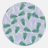 Sticker Rond Feuilles verts pourpre  rétro les années 70 Fleur  (Devant)