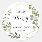 Sticker Rond Feuilles verts tropicaux Sip Sip Hooray Mariage (Devant)