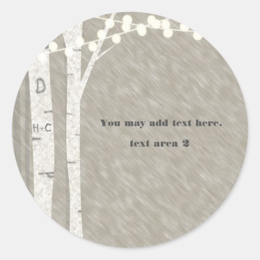 Sticker Rond Feux à cordes d'arbre à bouleau rustique Favoriser (Devant)