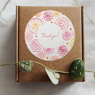 Sticker Rond Feux d'aquarelle mignonne en jaune et orange