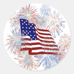 Sticker Rond Feux d'artifice de drapeau américain de KRW