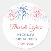 Sticker Rond Feux d'artifice rouges et bleus Faveur pour Baby S (Devant)