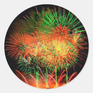 Sticker Rond Feux d'artifice s'allumant vers le haut du ciel