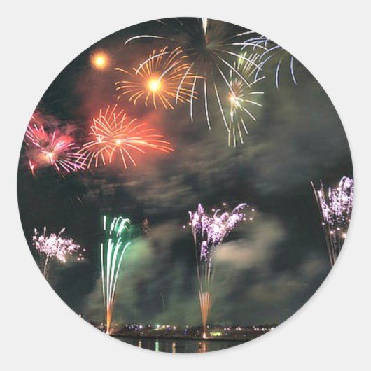 Sticker Rond Feux d'artifice spectaculaires (Devant)