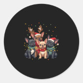 Sticker Rond Feux de Noël Chien-taureaux français Noël Chien-fr (Devant)