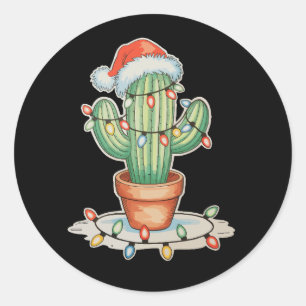 Sticker Rond Feux de Noël de Cactus Fêtes de Noël de Noël de No