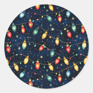 Sticker Rond Feux de Noël design avec brillance scintillante