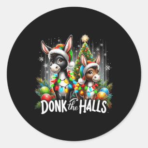 Sticker Rond Feux de Noël Donk Les Halls Donkeys de Noël