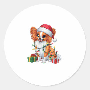 Sticker Rond Feux de Noël Éclairage Santa Chapeau Papillon Chie