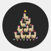 Sticker Rond Feux de Noël Hommes Femmes Père Noël Alpaca Xmas (Devant)