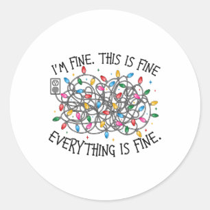 Sticker Rond Feux de Noël Je vais bien Tout va bien Noël