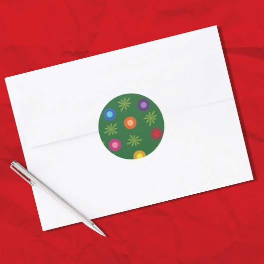 Sticker Rond Feux de Noël Multicolore