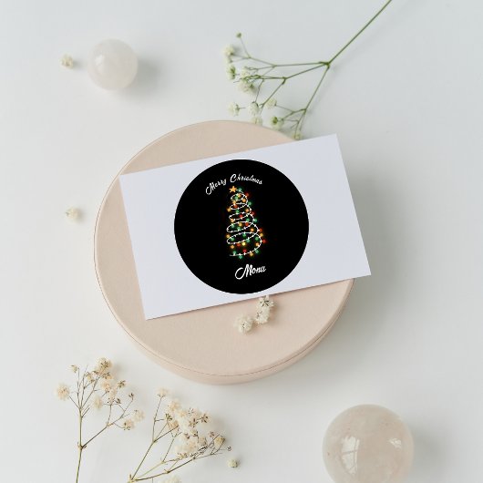 Sticker Rond Feux de Noël nom personnalisé