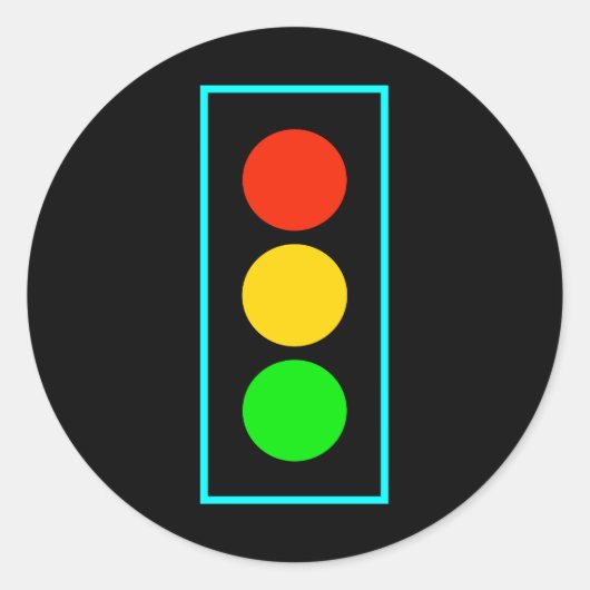 Sticker Rond Feux de rangement avec bordure bleu clair (Devant)