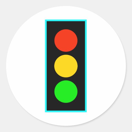 Sticker Rond Feux de rangement avec bordure bleu clair (Devant)